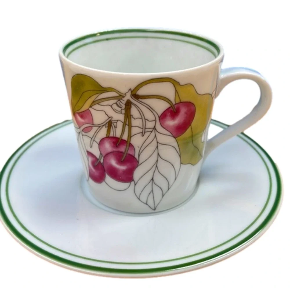 𝅺SET of 4 demitasse cups and plates made in Portugal by Block Spal in 1984